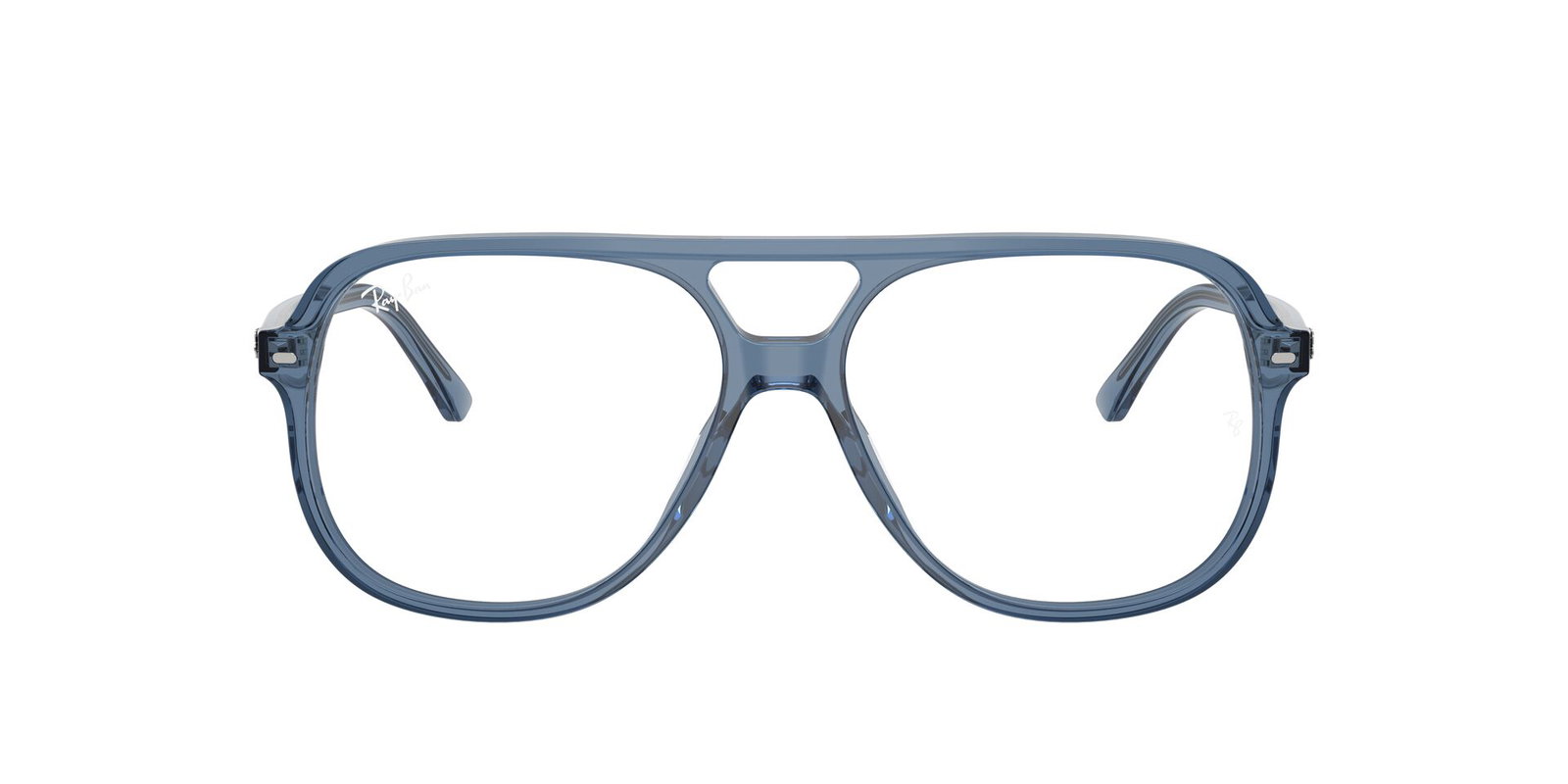 Zu sehen ist die Korrektionsbrille 0RB5698 von Ray Ban in der Farbe Blau Transparent.